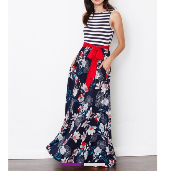 Egs Dresses & Skirts - Stripes and Floral Maxi Dress